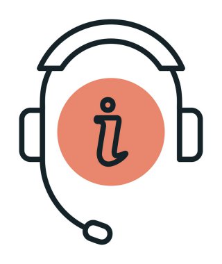 düz Servis bilgisi ve kulaklık simgesi 