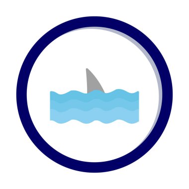 Deniz ikonunda köpekbalığı yüzgeci, vektör illüstrasyonu 