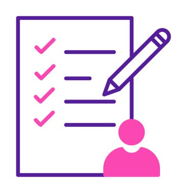 Kontrol listesi düz simgesi, vektör illüstrasyonu 