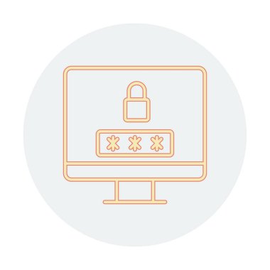 Basit Bilgisayar monitörü Ekran simgesi, vektör illüstrasyonunu kilitle