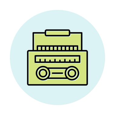 Basit yassı Radyo Cassette simgesi çizimi  