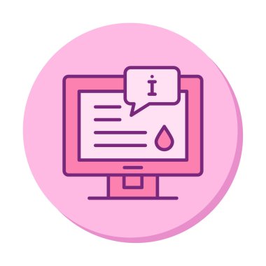 Bilgi simgesi vektör illüstrasyonlu bilgisayar ekranı