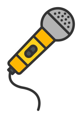 mikrofon yassı ikon. mikrofon logosu, vektör illüstrasyonu.