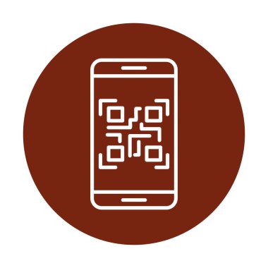 Akıllı Telefon Ekran Web simgesi Qr Kodu, vektör illüstrasyonu 