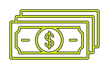 Dolar para çizgisi simgesi, vektör illüstrasyonu