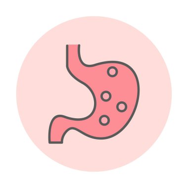 İnsan mide ikonu. Beyaz arkaplanda izole edilmiş web tasarımı için İnsan mide vektörü simgesi