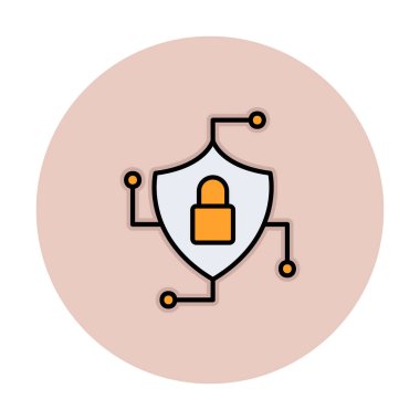 Asma kilit simgesi, vektör illüstrasyonlu güvenli kalkan