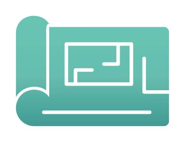 harita düz simgesi, vektör illüstrasyonu