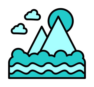 Fuji Dağı simgesi, veteriner illüstrasyonu 