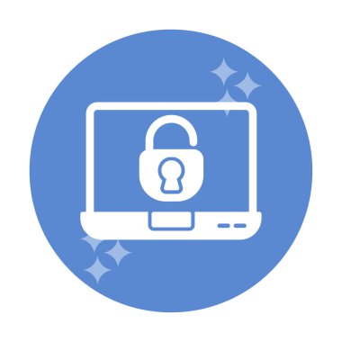 Basit dizüstü bilgisayar Aygıtı Kilitli simge vektör çizimi