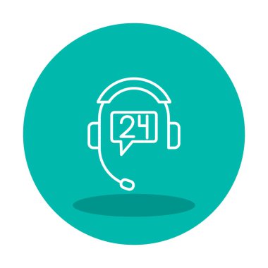 Basit 24 Saat Telefon Desteği simgesi, vektör illüstrasyonu