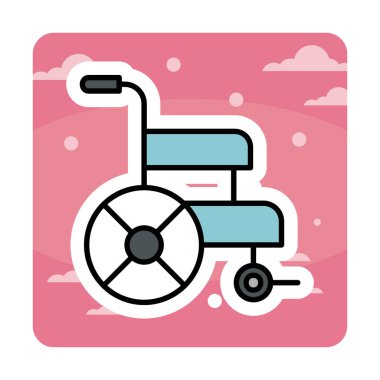 Basit Tekerlekli sandalye Simgesi, vektör illüstrasyonu