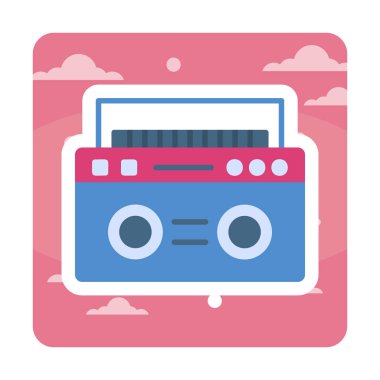  Boombox düz simgesi, vektör çizimi