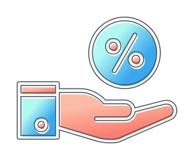 Basit el tutma oranı simgesi, indirim konsepti, vektör illüstrasyonu
