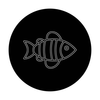 Arkaplanda basit düz balık simgesi çizimi