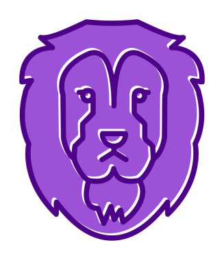 Aslan başı düz simgesi, vektör illüstrasyonu