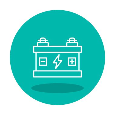 Araba aküsü simgesi. Ağ için Kataloglayıcı imza vektör simgesinin düz çizimi.