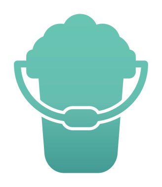 Köpük simgesi olan kova, vektör illüstrasyonu  