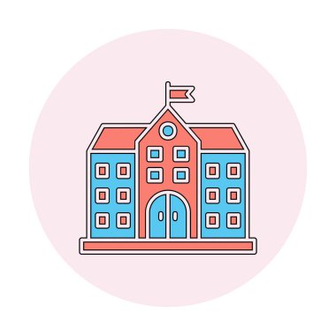 Üniversite binası ikonu. Düz renk tasarımı. vektör illüstrasyonu.                           