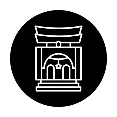 Basit antik Asya Tapınağı simgesi, vektör illüstrasyonu