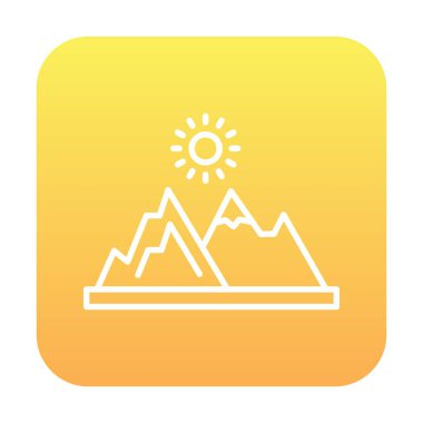 Dağların ve güneşin simgesi. vektör illüstrasyonu