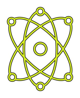 Moda düz biçimli atom simgesi, bilim simgesi vektör illüstrasyonu                     