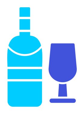 şarap şişe ve cam kutsal kişilerin resmi, vektör çizim  