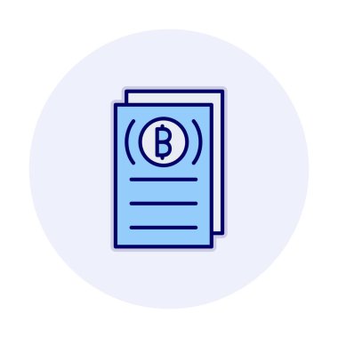 Belgeler ve bitcoin simgesinin vektör illüstrasyonu 