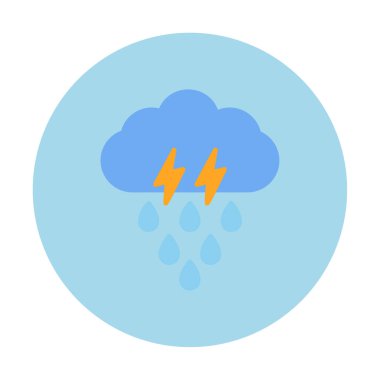 Gök gürültülü yağmurlu bulut sembolü, hava durumu ikonu, vektör illüstrasyonu 