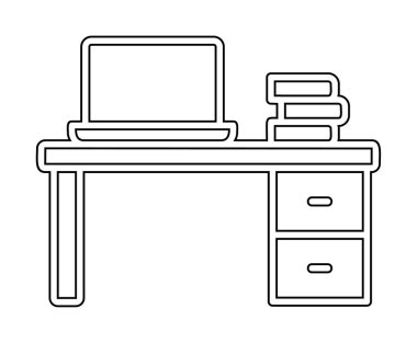 Ofis masa simgesinin vektör illüstrasyonu 