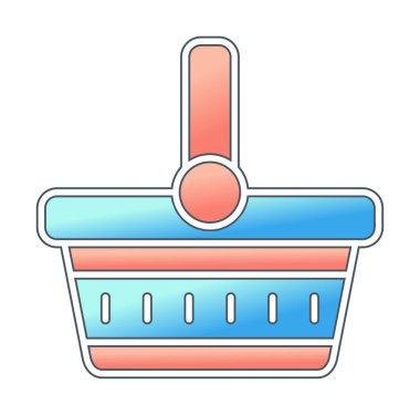 piknik sepeti web simgesi, vektör illüstrasyonu 