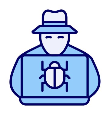 Basit Bilgisayar Hacker simgesi, vektör illüstrasyonu