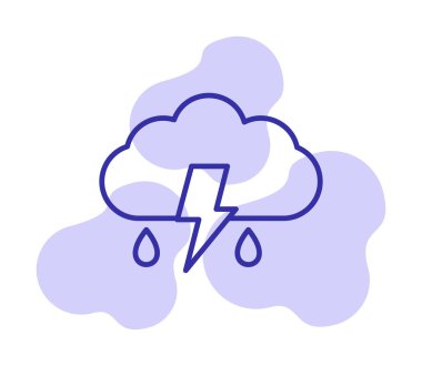 Basit düz Gök Gürültüsü hava ikonu vektör illüstrasyonu 