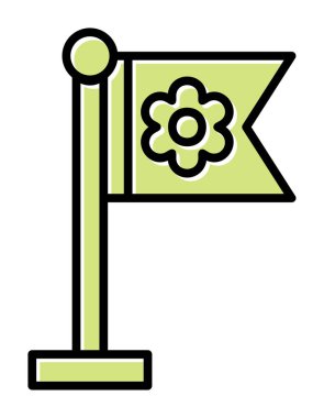 Sakura bayrak simgesi, vektör illüstrasyonu 