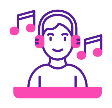 DJ avatar web simgesi, vektör illüstrasyonu 