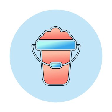 Köpük simgesi olan kova, vektör illüstrasyonu  