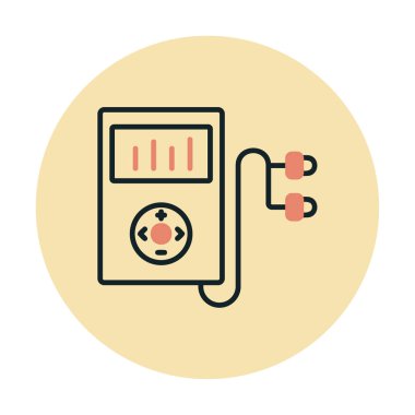 Kulaklık simgesi, vektör illüstrasyonlu Mp3 oynatıcı