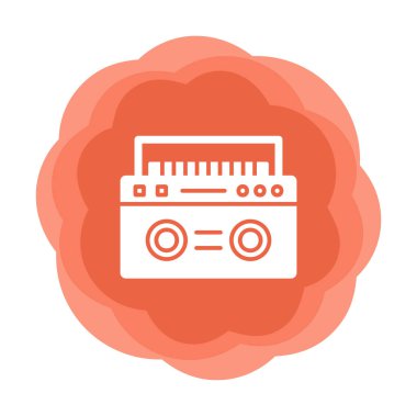  Boombox düz simgesi, vektör çizimi