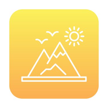 Dağların ve güneşin simgesi. vektör illüstrasyonu