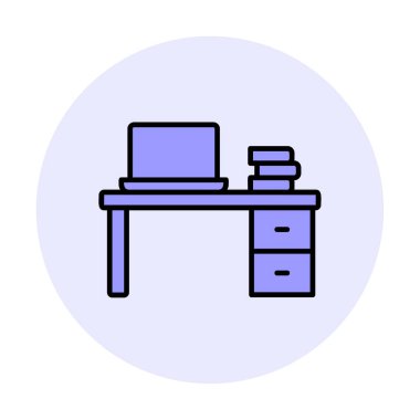 Ofis masa simgesinin vektör illüstrasyonu 