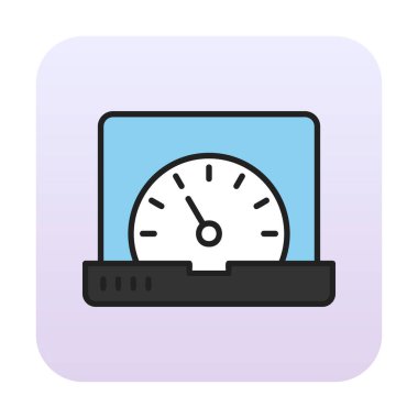 Vektör hızı test dizüstü bilgisayarı web simgesi, vektör illüstrasyonu