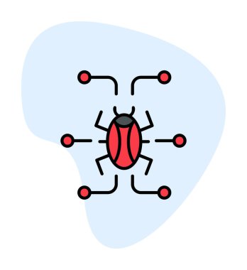 Basit dijital virüs simgesi, vektör illüstrasyonu