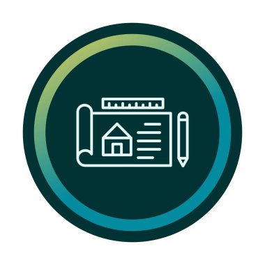 Basit Mimari Planı simgesi, vektör illüstrasyonu