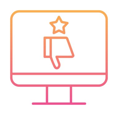 Kötü İnceleme simgesi, vektör illüstrasyonlu basit ekran