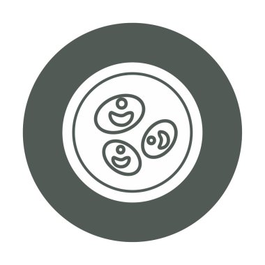 Bakteri petri kabı ve bakteri vektör simgesi 