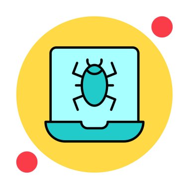 Virüs bulaşmış Laptop Simgesi - Kötü amaçlı yazılım vektörü 