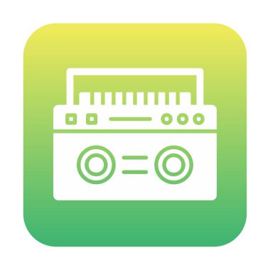  Boombox düz simgesi, vektör çizimi