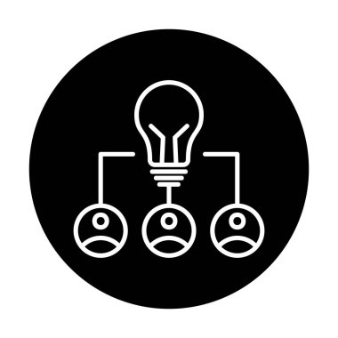 Takım Fikri, ampul ve iş dünyası ikonu, vektör illüstrasyonu