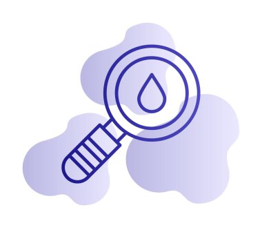 Loupe ikonu. Büyüteçteki su damlasının vektör çizimi