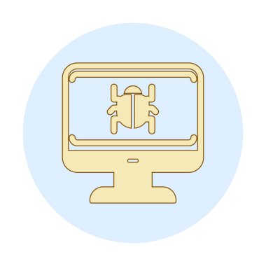 yazılım hatası düz simgesi, vektör illüstrasyonu, Sistem Virüsü 